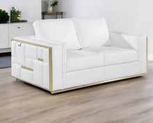 Load image into Gallery viewer, Leather Loveseat Metallic - White / Silver
