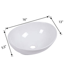 Load image into Gallery viewer, Oval Vessel Bathroom Sink - White