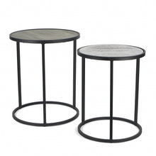 Load image into Gallery viewer, Solid Wood Round Nested Tables (Set of 2) - Dark Gray And Light Gray