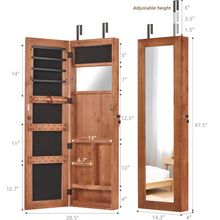 Load image into Gallery viewer, Jewelry Armoire Organizer With Full Length Mirror, Wall Mounted Lockable Cabinet With LED Light