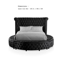 Load image into Gallery viewer, Glam Button Tufted Wingback Round Bed With Storage And USB Ports
