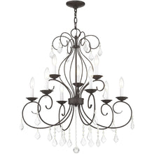 Load image into Gallery viewer, Nine Light Metal Dimmable Chandelier With Shades - Bronze / Clear