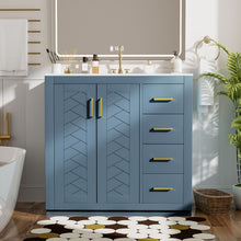 Load image into Gallery viewer, Bathroom Vanity With Sink, Storage Cabinet, Freestanding Set With 3 Drawers & Soft Closing Doors - Indigo