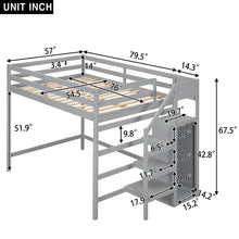 Load image into Gallery viewer, Loft Bed With Built In Storage Wardrobe And Staircase