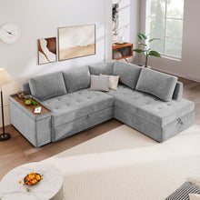 Load image into Gallery viewer, L Shaped Couch With Pull Out Bed And Storage Sectional Sleeper Sofa With Hidden Storage, Wide Armrest With Storage, For Living Room, Apartment, Bedroom, Office
