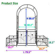 Load image into Gallery viewer, Metal Garden Arch With Gate Wide High Climbing Plants Support Rose Arch Outdoor - Black