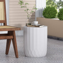 Load image into Gallery viewer, Outdoor End Table With Scallop Edge - Antique White
