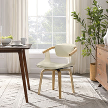 Load image into Gallery viewer, Upholstered Faux Leather Dining Arm Chair - White