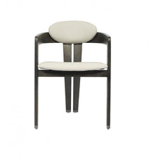 Load image into Gallery viewer, Upholstered Faux Leather Open Back Dining Arm Chair - Dark Gray