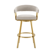 Load image into Gallery viewer, 30" Contemporary Fabric And Stainless Steel Low Back Bar Height Swivel Bar Chair - Gray