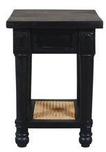 Load image into Gallery viewer, 20" Solid Wood And Cane Square End Table With Shelf - Black And Natural