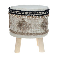 Load image into Gallery viewer, Jute Round Abstract Ottoman - Beige / Brown