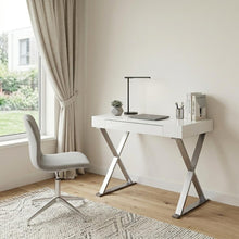 Load image into Gallery viewer, 27" White and Silver Writing Desk