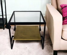 Load image into Gallery viewer, Glass Square End Table With Shelf - Bronze And Clear