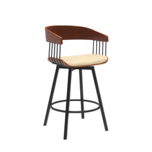 Load image into Gallery viewer, Faux Leather With Metal Swivel Counter Height Bar Chair - Cream And Black