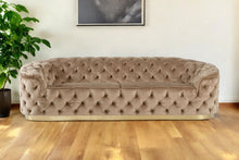 Load image into Gallery viewer, Velvet Sofa With Gold Legs - Beige
