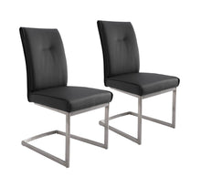 Load image into Gallery viewer, Dining Side Chairs Upholstered Faux Leather (Set of 2) - Gray / Silver