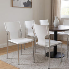 Load image into Gallery viewer, Leather Dining Side Chairs (Set of 4) - White / Silver