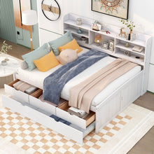 Load image into Gallery viewer, Captain Bed With Built In Bookshelves, 3 Storage Drawers, And Trundle