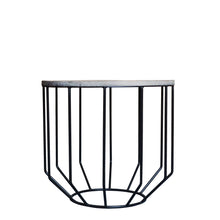 Load image into Gallery viewer, 20" Solid Wood And Iron Round End Table - Black And Gray