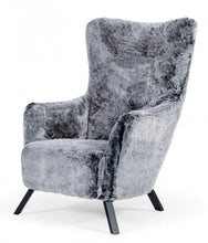 Load image into Gallery viewer, Mid Century Glam Faux Fur Accent Chair - Gray