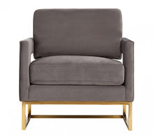 Load image into Gallery viewer, 34" Velvet Arm Chair - Gray And Gold