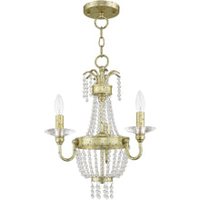Load image into Gallery viewer, 19" Three Light Metal Dimmable Chandelier With Shades - Gold / Clear