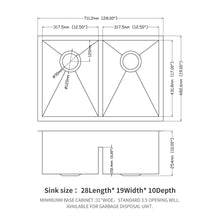 Load image into Gallery viewer, Modern Double Bowl Undermount Kitchen Sink 50 / 50 Design Stainless Steel