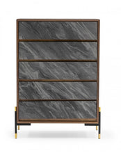 Load image into Gallery viewer, Five Drawer Chest - Walnut And Gray
