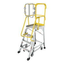 Load image into Gallery viewer, Heavy Duty Aluminum Rolling Platform Ladder With Steps, 375Lbs Capacity