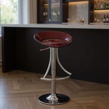 Load image into Gallery viewer, Acrylic And Metal Low Back Adjustable Height Bar Chair - Red And Silver