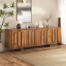 Load image into Gallery viewer, Farmhouse TV Stand, Storage Media Console With Adjustable Shelves & 3 Cable Holes
