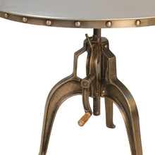 Load image into Gallery viewer, Adjustable Height Antiqued Nickel Three Leg Base Round Top Dining Table - Pearl Silver