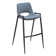 Load image into Gallery viewer, 30" Faux Leather And Steel Low Back Bar Height Bar Chairs (Set of 2) - Blue / Black