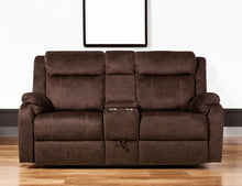 Load image into Gallery viewer, Manual Reclining Loveseat With Storage - Dark Brown
