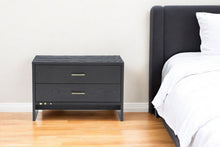 Load image into Gallery viewer, Modern Nightstand With Two Drawers - Dark Gray Ash