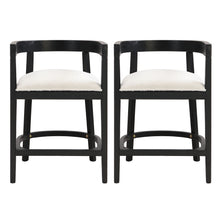 Load image into Gallery viewer, Modern Rubberwood Counter Stool Set With Upholstered Seats