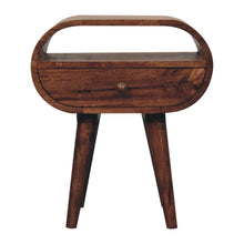 Load image into Gallery viewer, Circular Bedside Table With Open Slot - Caramel