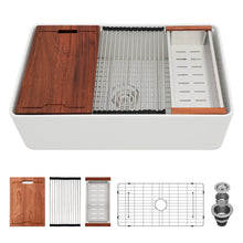 Load image into Gallery viewer, Farmhouse Sink Workstation, Ceramic Single Bowl With Accessories