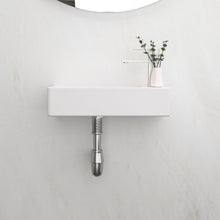 Load image into Gallery viewer, Modern Ceramic Rectangle Wall Mount Bathroom Sink With Single Faucet Hole - White
