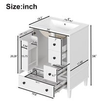 Load image into Gallery viewer, Bathroom Vanity With Integrated Basin, Soft Close Drawers, Door Mounted Double Layer Shelf