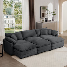 Load image into Gallery viewer, Modern Oversized Modular Cushion Sofa With Ottoman, Low Back, Deep Seating Sofa Set