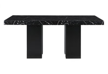 Load image into Gallery viewer, 70" Faux Marble And Wood Double Pedestal Base Dining Table - Black