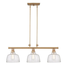Load image into Gallery viewer, Kitchen Island Three Light Metal Seeded Glass Dimmable Chandelier With Shades - Gold