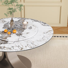 Load image into Gallery viewer, Modern Round Dining Table With 360° Rotating Lazy Susan Scratch & Chairs