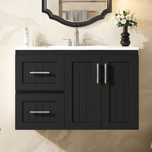 Load image into Gallery viewer, Wall Mounted Bathroom Vanity & Sink, 2 Drawers