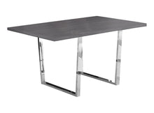 Load image into Gallery viewer, 59" Taupe And Silver Metal Sled Base Dining Table