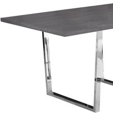 Load image into Gallery viewer, 59" Taupe And Silver Metal Sled Base Dining Table