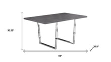 Load image into Gallery viewer, 59" Taupe And Silver Metal Sled Base Dining Table