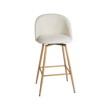Load image into Gallery viewer, Fabric Metal Counter Height Swivel Bar Chairs (Set of 2) - Beige / Oak